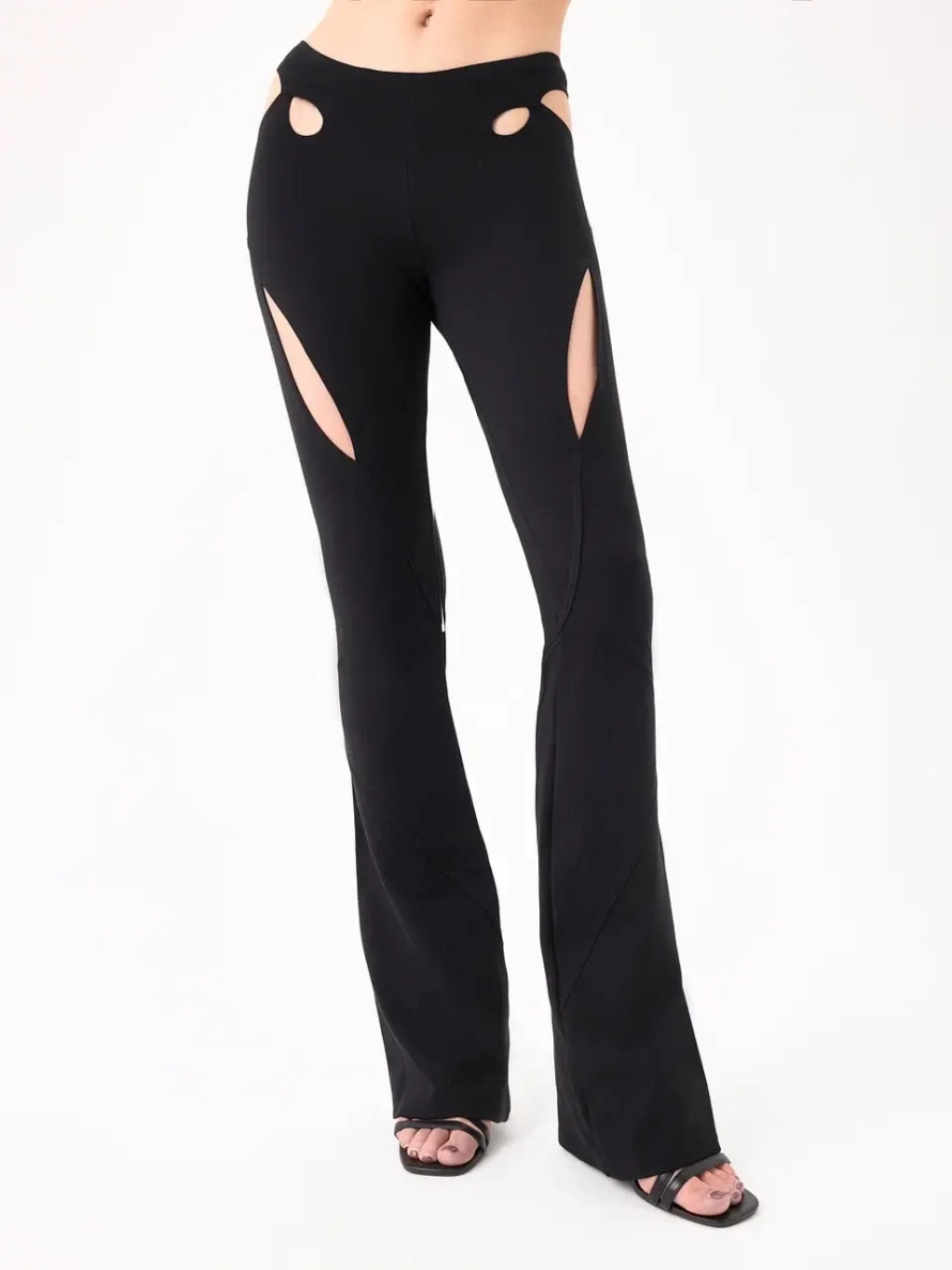 BLACK CUTOUT TROUSERS