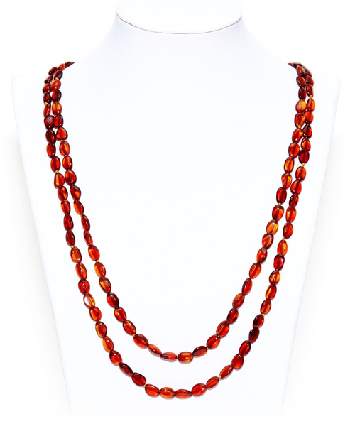 Бусы из цельного янтаря женские, длина 150 см.