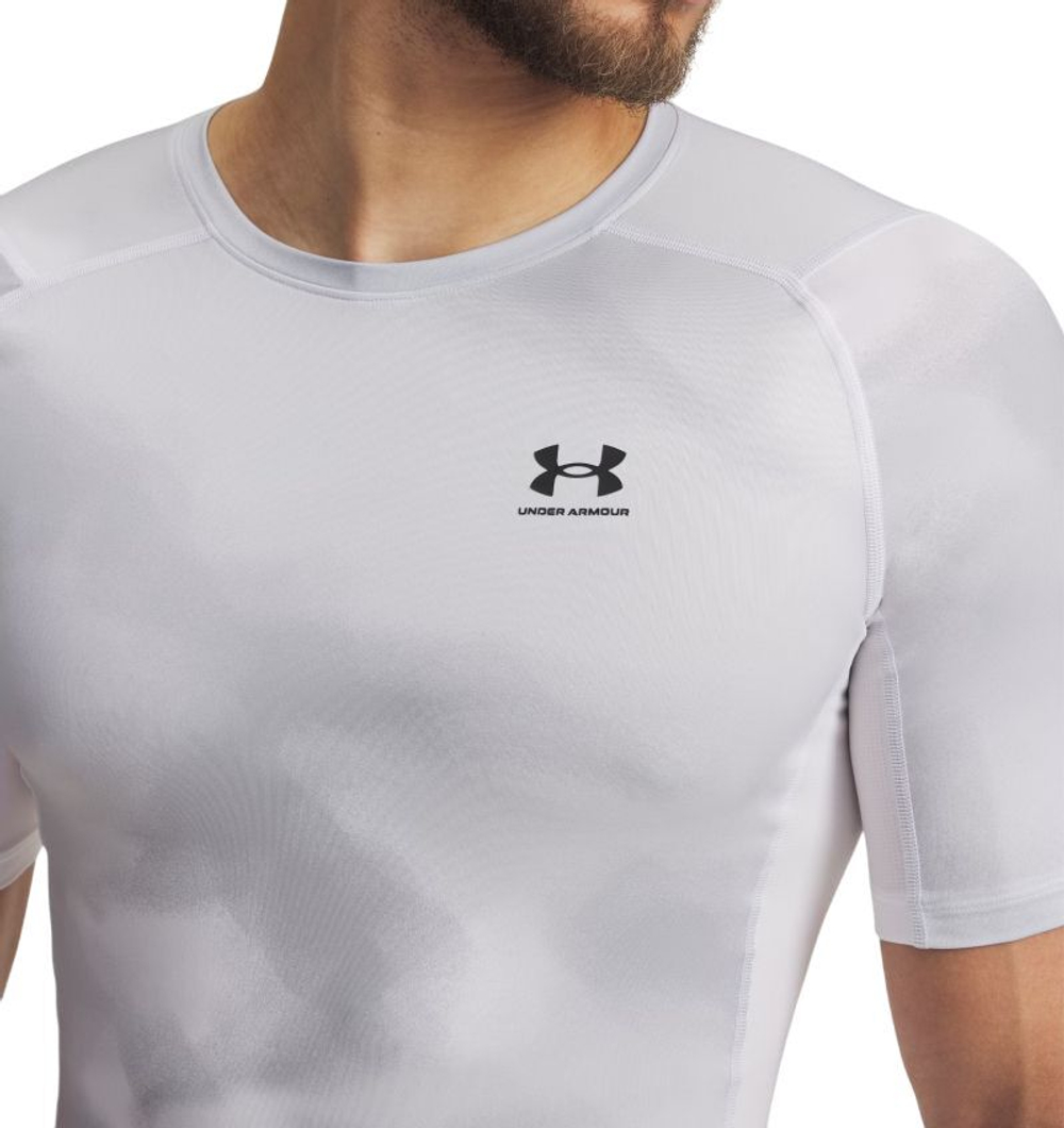 Теннисная футболка Under Armour HeatGear Printed Short Sleeve - white/halo gray/black