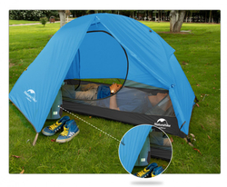 Палатка сверхлегкая одноместная Naturehike для велоспорта + коврики Pro, синяя (NH18A095-D)
