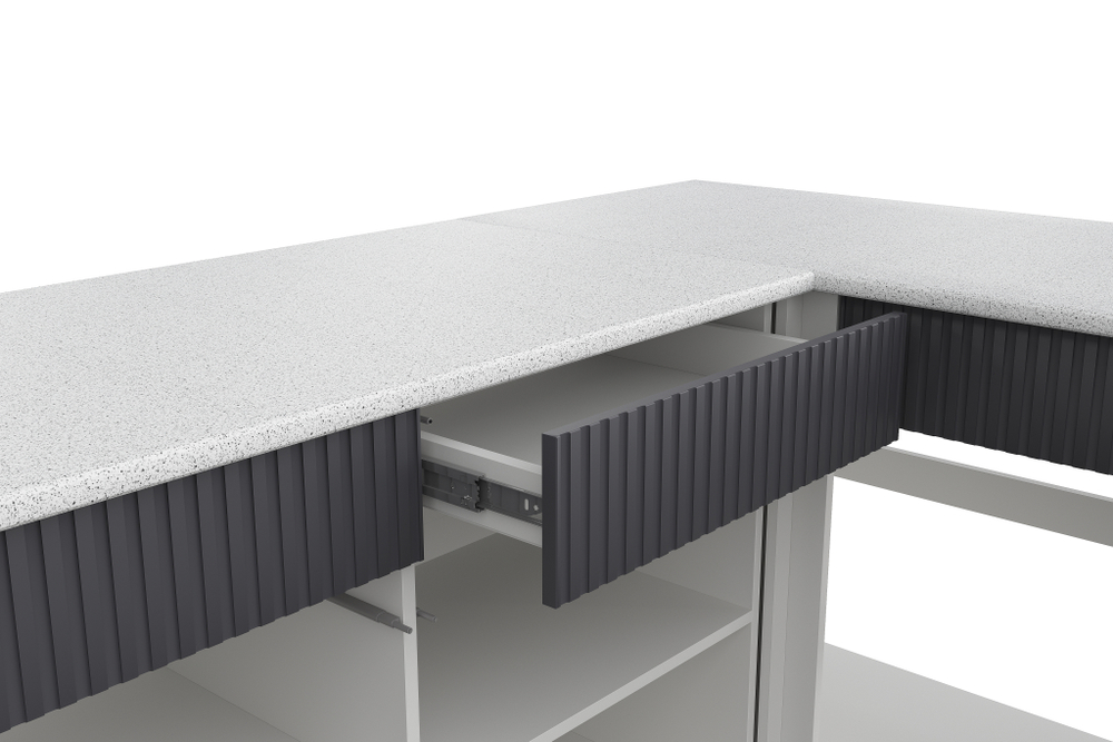 Кухонный гарнитур София 3м, Белый, Бланж, Графит матовый, Антарес