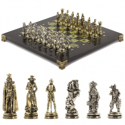 Настольные шахматы "Рыцари" доска 28х28 см змеевик G 120774