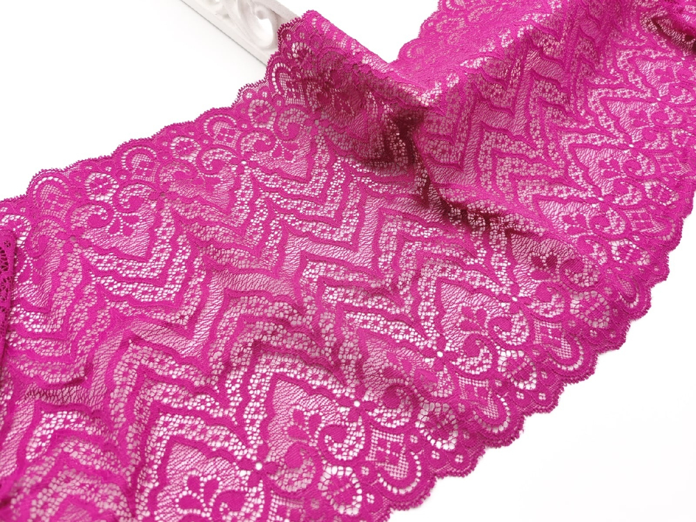 Эластичное кружево, 22см, Италия, фуксия, (Арт: EKI-009), м