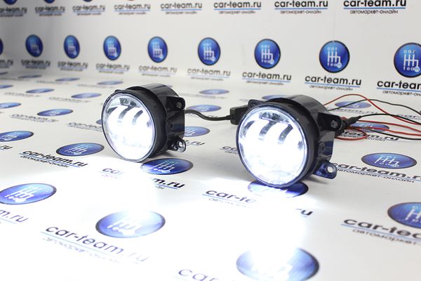 Противотуманные фары (ПТФ) линзованные "Sal-Man" (5 диодов LED 60W) на Лада Веста, Нива Урбан, Гранта FL, Ларгус FL, X-Ray, Renault, Nissan, Honda, Ford, Opel, Peugeot, Mitsubishi, Daewoo (арт. 01136)