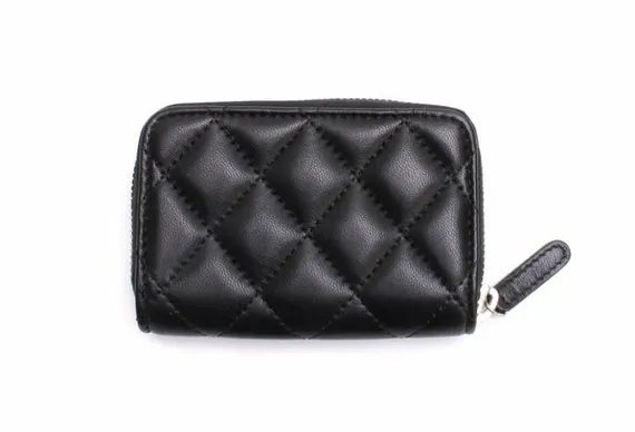 Кошелек для карт и монет Chanel на молнии черный