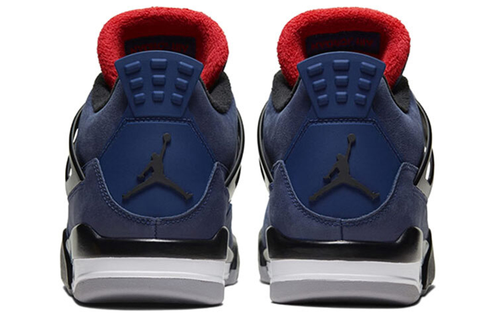 Jordan Air Jordan 4 retro wntr cowhide little Eminem shock absorption non-slip wear-resistant low-cut retro basketball shoes men's black and blue