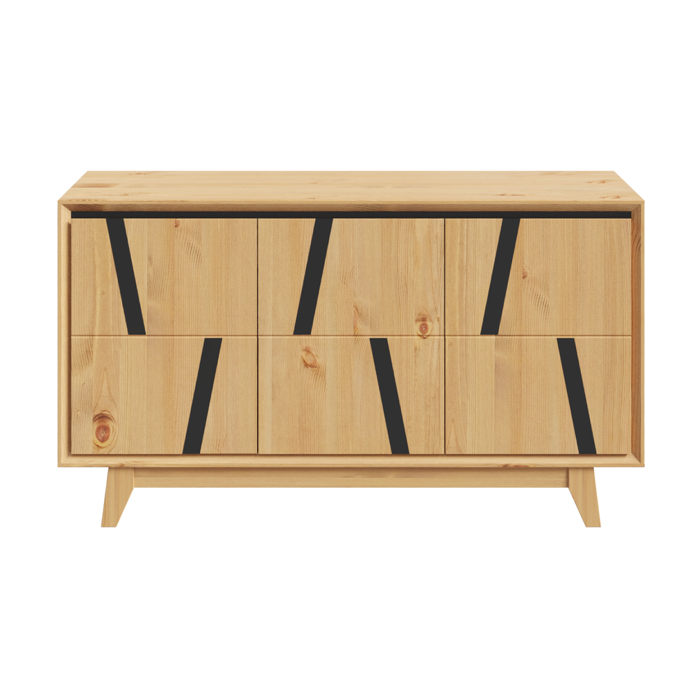 Тумба комод ALINA из дерева, цвет светлое дерево/ черный