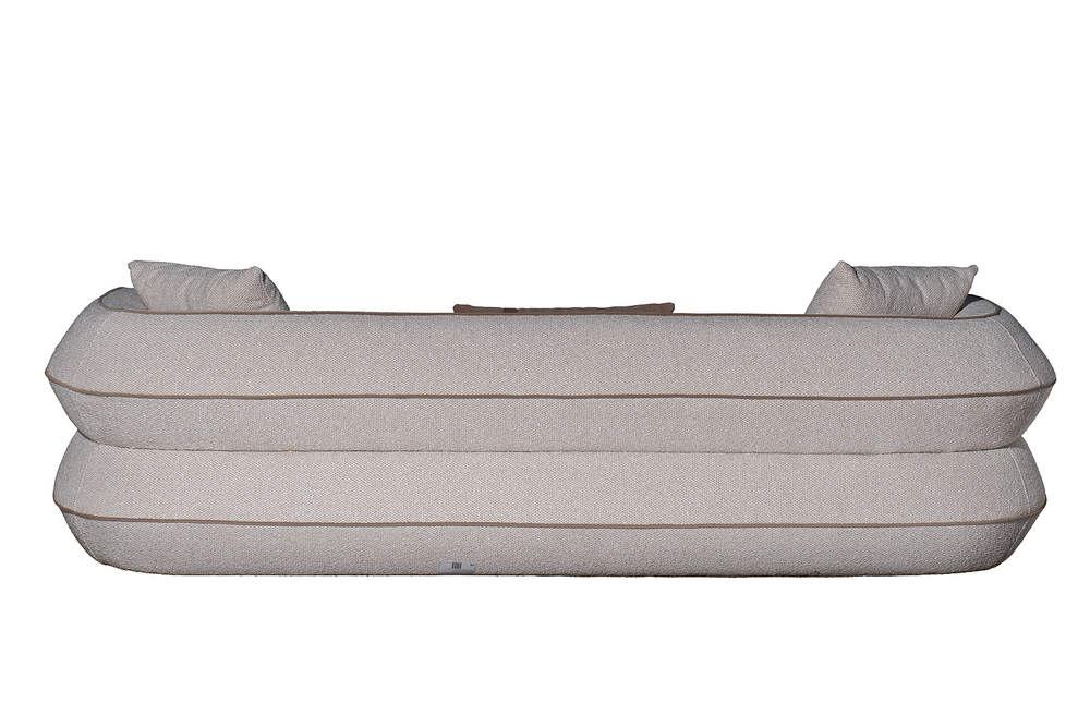 Диван Амели (Amelia) трехместный букле светлый 253x100x67см с бежевым кантом Garda Decor