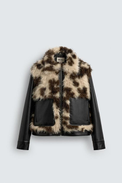 ZARA HARRY LAMBERT X DISNEY КУРТКА ИЗ ИСКУССТВЕННОЙ КОЖИ С КОНТРАСТНОЙ ОТДЕЛКОЙ, КОРИЧНЕВЫЙ