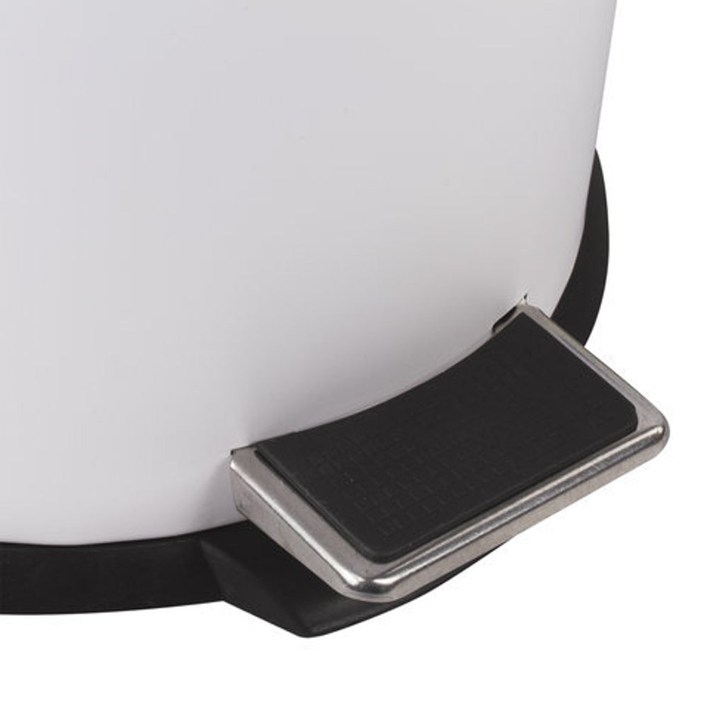 Ведро мусорное с педалью 12 литров "Classic", БЕЛОЕ ГЛЯНЦЕВОЕ, металлическое, со съемным внутренним ведром, LAIMA, 604948