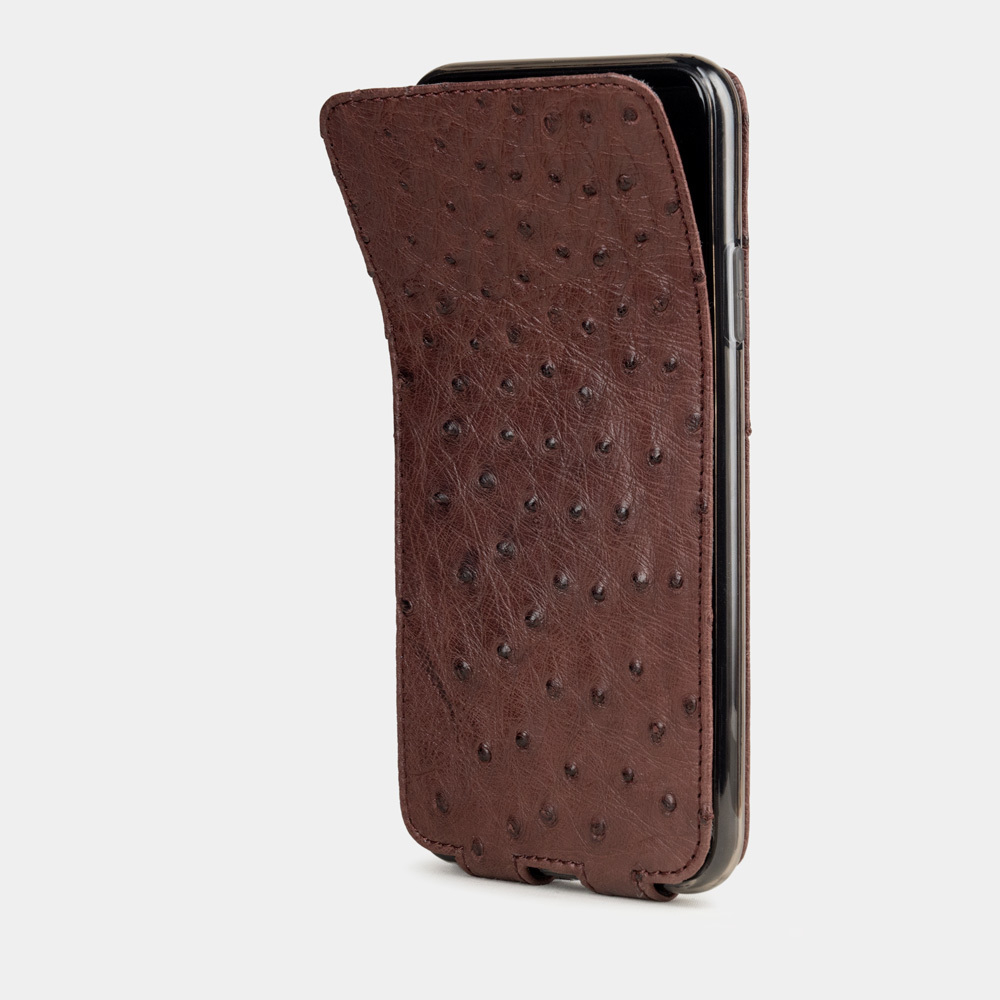 Чехол для iPhone 11 Pro Max из натуральной кожи страуса, бордового цвета