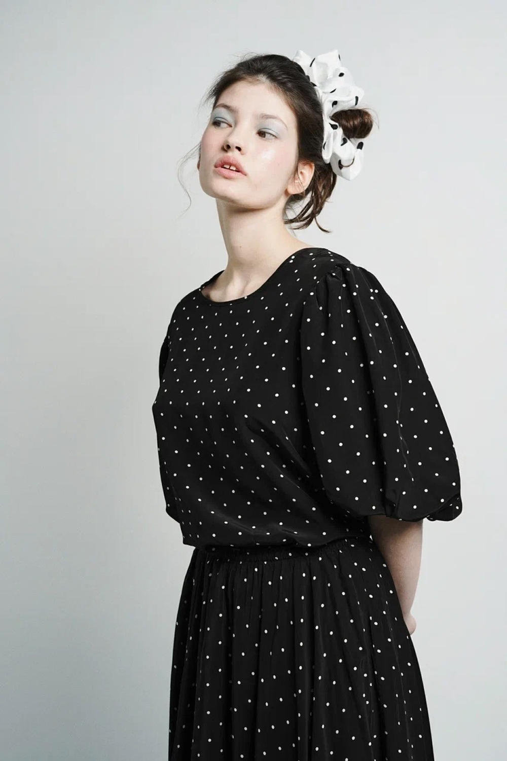 Блузка с рукавами-фонариками, "Конфетти"