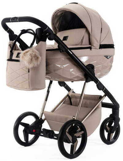 Детская коляска Adamex Quantum Superstar Deluxe 3 в 1 Q-STAR155-K (СВ.БЕЖ.КОЖА+СВ.БЕЖ.ДНО+БЕЖ.РАМА)