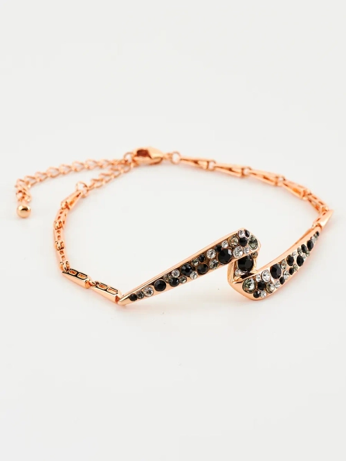 Браслет Молния с черными кристаллами Swarovski