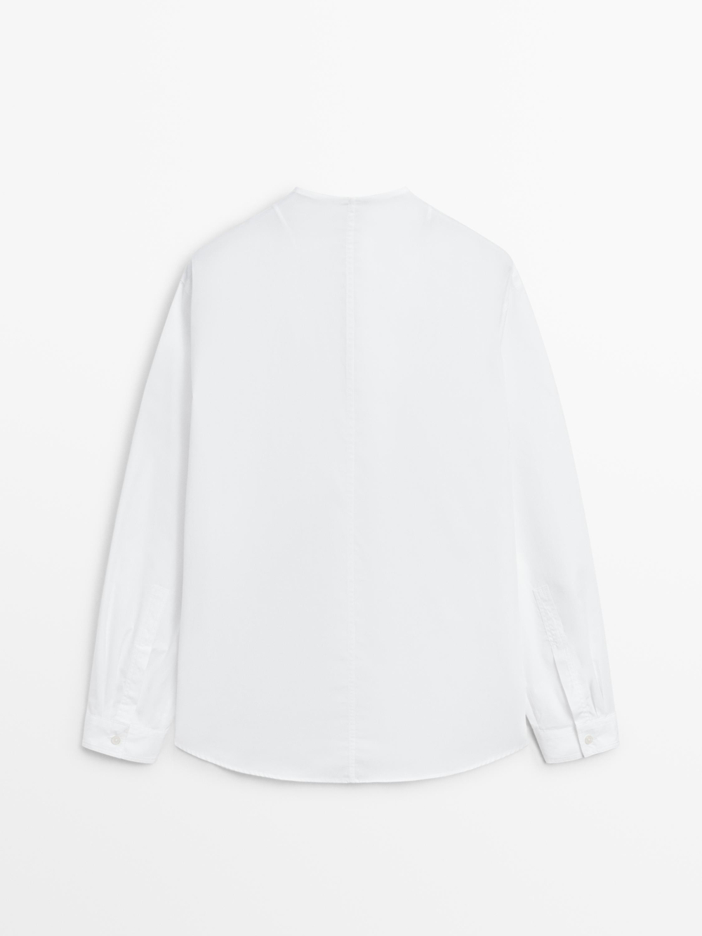 Massimo Dutti Рубашка из поплина с декоративными деталями на груди, белый