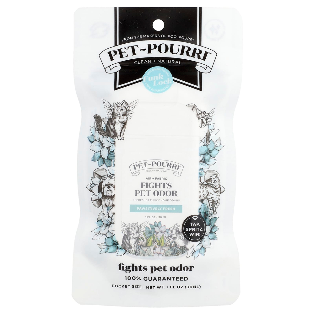 Poo-Pourri, освежитель воздуха и тканей от запахов домашних животных Pet-Pourri™, Pawsitively Fresh, 30 мл