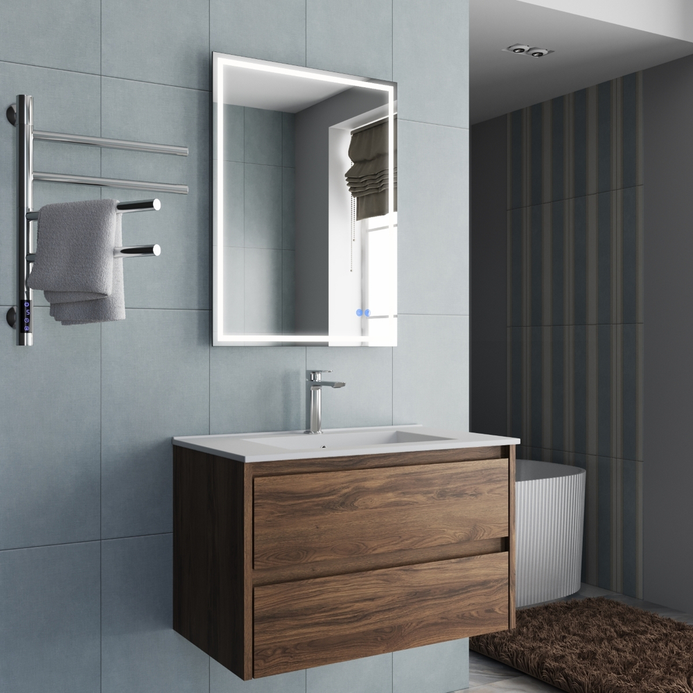 Тумба под раковину Vincea Gio 800 подвесная, 2 выкатных ящика soft-close, C.Oak