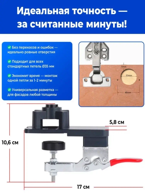 Шаблон для врезки мебельных петель круглый