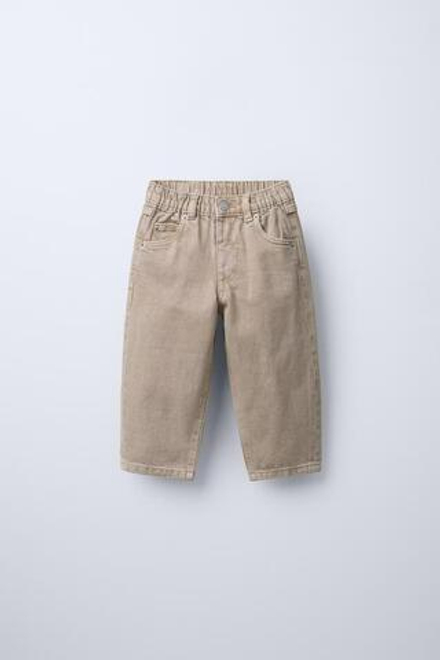 ZARA БРЮКИ BAGGY ИЗ ТВИЛА, СВЕТЛО-БЕЖЕВЫЙ