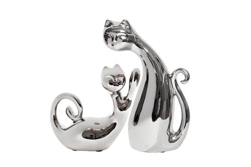 10K8282/8316B Статуэтка "Кошки" серебряная 16,5*7*16/17*9*26,5