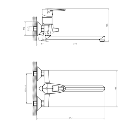 Смеситель для ванны Decoroom DR70043, однорычажный, хром