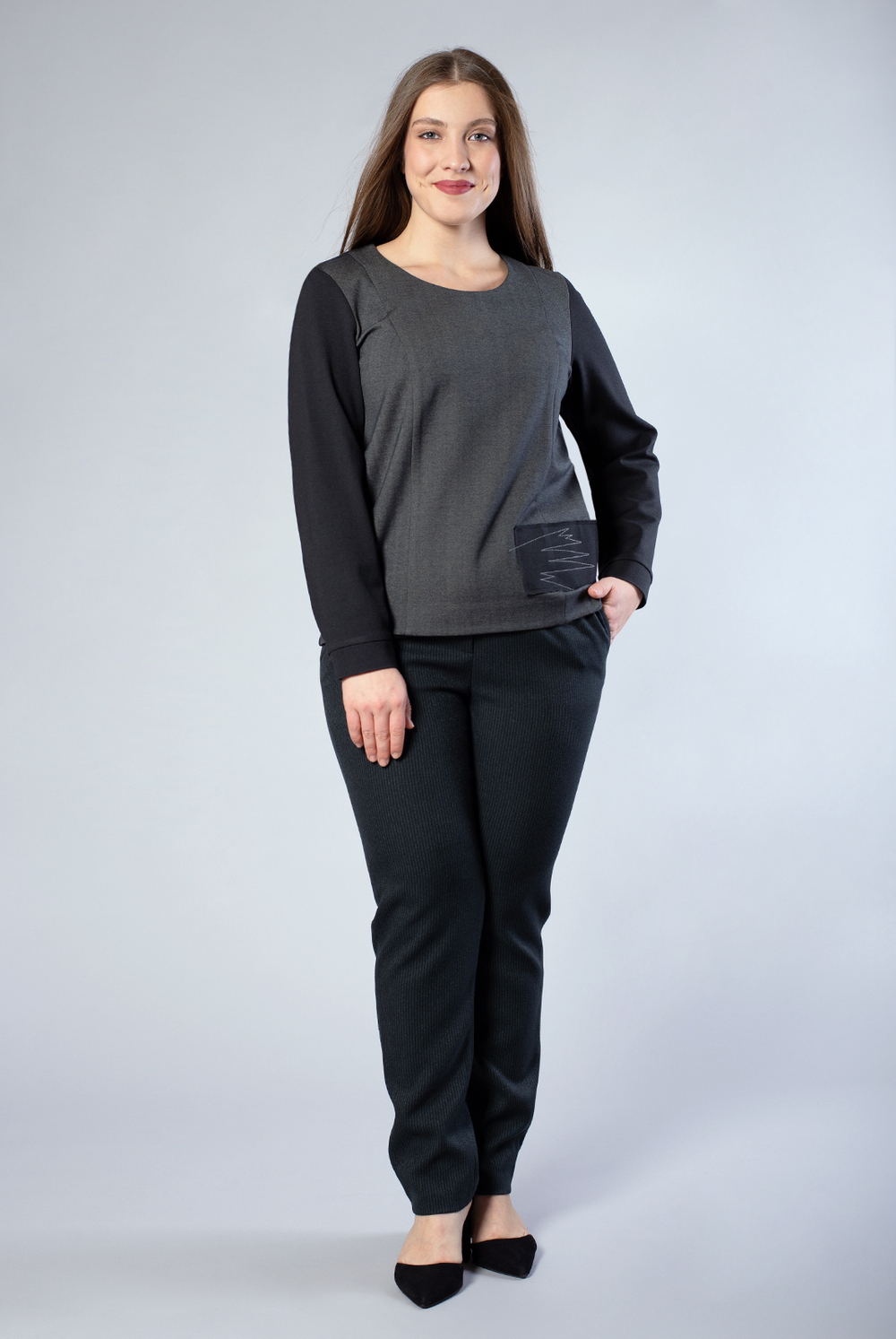 Блузка женская 3800АП, асфальт #369Асф093800АП