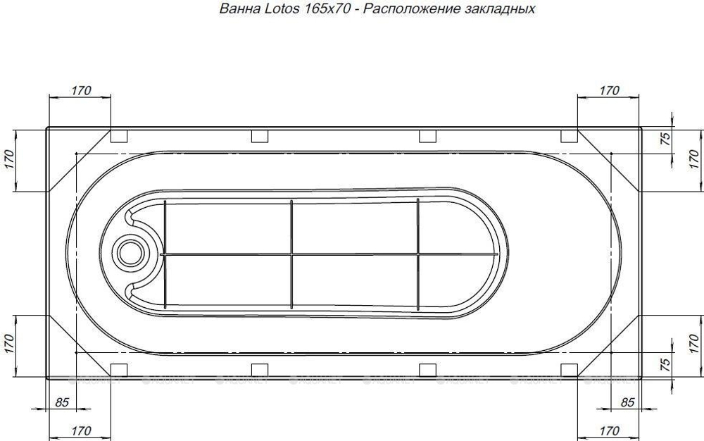Акриловая ванна Aquanet (Акванет) Lotos 165x70 с каркасом