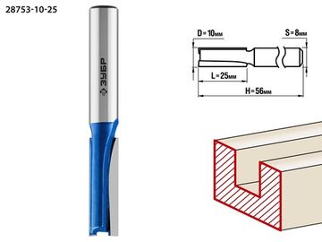 ЗУБР 10 x 25 мм, хвостовик 8 мм, фреза пазовая прямая, Профессионал (28753-10-25)
