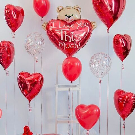 Сет из сердечек с мишкой 12 шт.