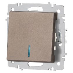 Выключатель Intro Accent 6-102-08 с подсветкой, 10А-250В, IP20, СУ, AL/CU, бронза