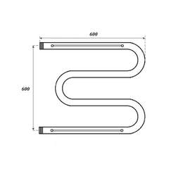 Полотенцесушитель водяной Point PN38666P 600x600 М-образный (1") с полкой, хром