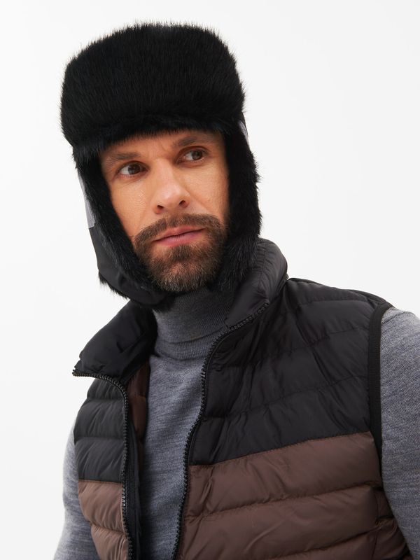 Шапка ушанка зимняя Siberia ткань Breathable цвет Серый/Черный иск. мех Норка