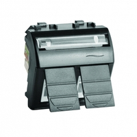 Телефонная розетка двойная RJ12, 6P6C, Brava, черная, 2мод