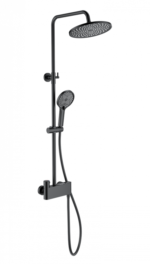 Душевая система с термостатом WONZON & WOGHAND MUSE Corno, Черный матовый (WW-B3110-MB)