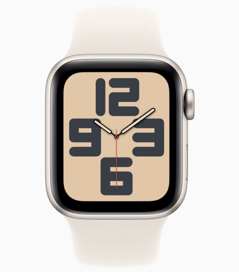 Apple Watch SE Gen 2 2024 GPS 44mm Starlight Aluminum Case with Sport Band Starlight (Спортивный ремешок цвета Сияющая звезда) (M/L, 160–210 mm) MXEV3