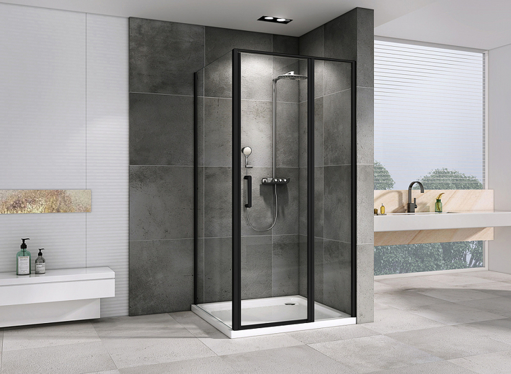 Душевой уголок Abber Sonnenstrand 100x100 AG04100BS-S100B профиль Черный стекло прозрачное