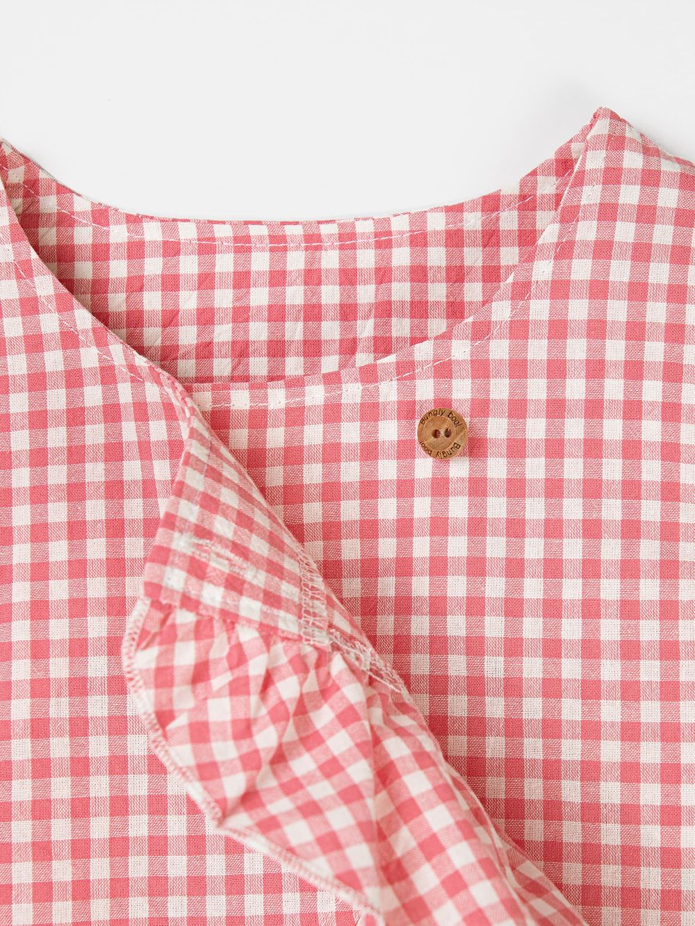 Топ хлопковый с рюшей "Розовая клетка"