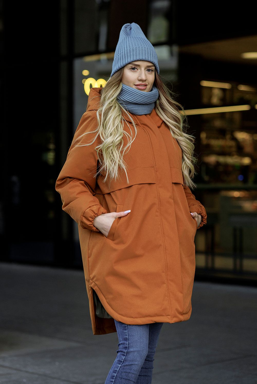 Куртка ko-ko-ko утепленная женская горчично-терракотовая