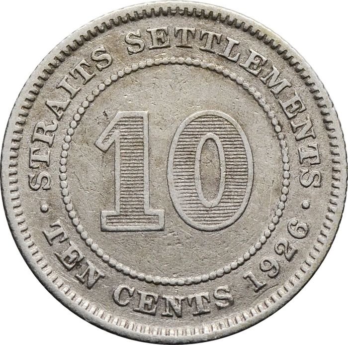 10 центов 1926 Стрейтс Сетлментс