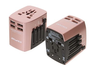 Сетевой переходник/зарядное устройство AWEI C36 4USB (золото)