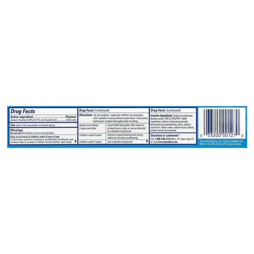 Arm & Hammer, PeroxiCare, Deep Clean, зубная паста против кариеса с фтором, чистая мята, двойная упаковка, 170 г (6,0 унций) каждая