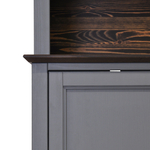 Буфет, 155х41х202, Лэйквью, для кухни и гостиной, деревянный с 4 дверями, из массива дерева, серый, MAKOSA