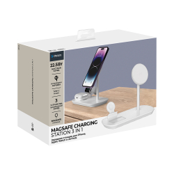 Беспроводная зарядная станция 3 в 1 MagSafe iPhone, Apple Watch, Airpods, белая, Deppa