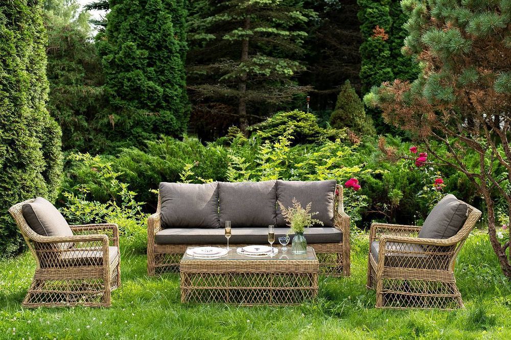 "Гранд Латте" лаунж-зона из искусственного ротанга, цвет соломенный