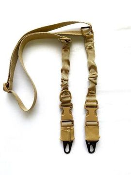 Двухточечный ремень на оружие с карабином и амортизатором (песочный)