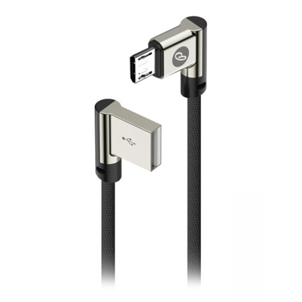 шнур Partner  USB x microUSB угловой черн.