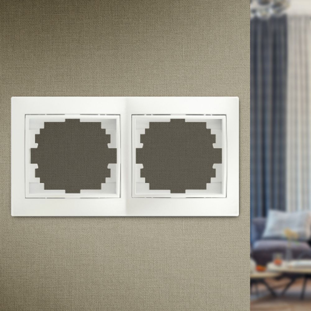 Рамка для розеток и выключателей Intro Plano 1-502-06 на 2 поста горизонтальная, СУ, перламутр