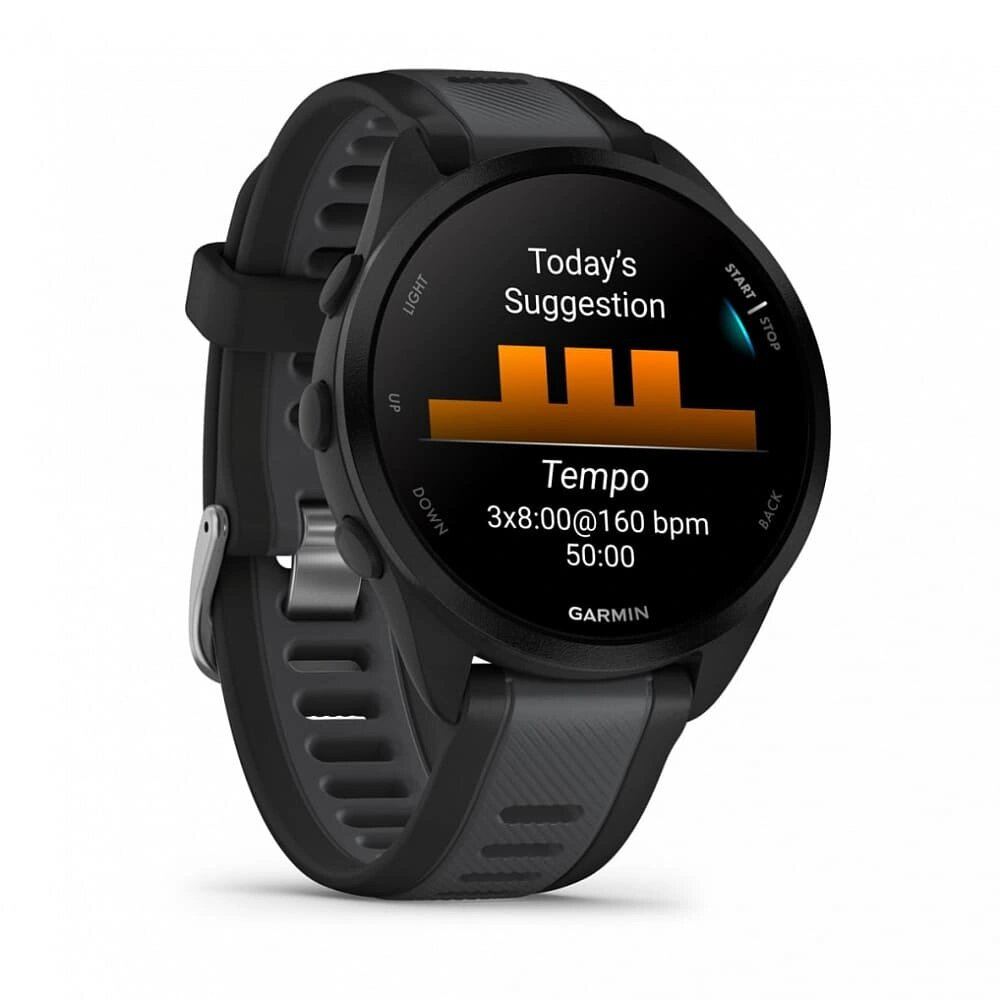 Умные часы Garmin Forerunner 165 Amoled Чёрный с серым ремешком