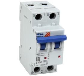 Выключатель автоматический двухполюсный 4А C 6кА DCBM63-2C4-DC-УХЛ3 КЭАЗ 261242