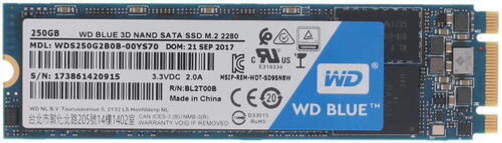 Диск SSD M.2 SATA 250GB WDS250G2B0B Blue
